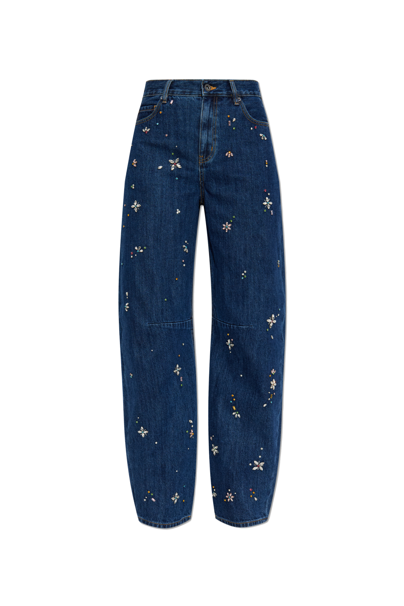 Navy blue Jeans with shimmering appliqués Self-Portrait